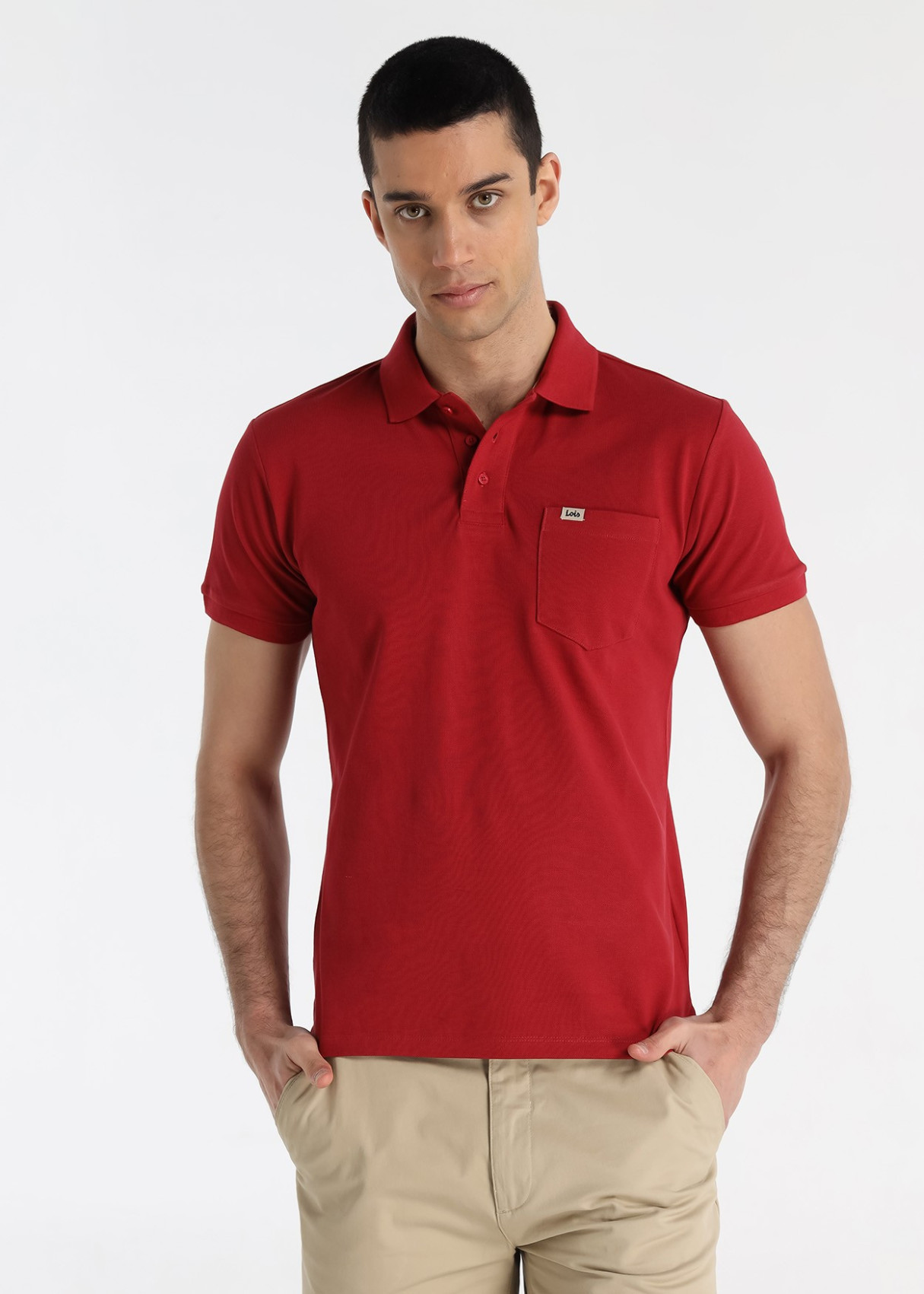 Polo Piqué Con Bolsillo Frontal Color Rojo