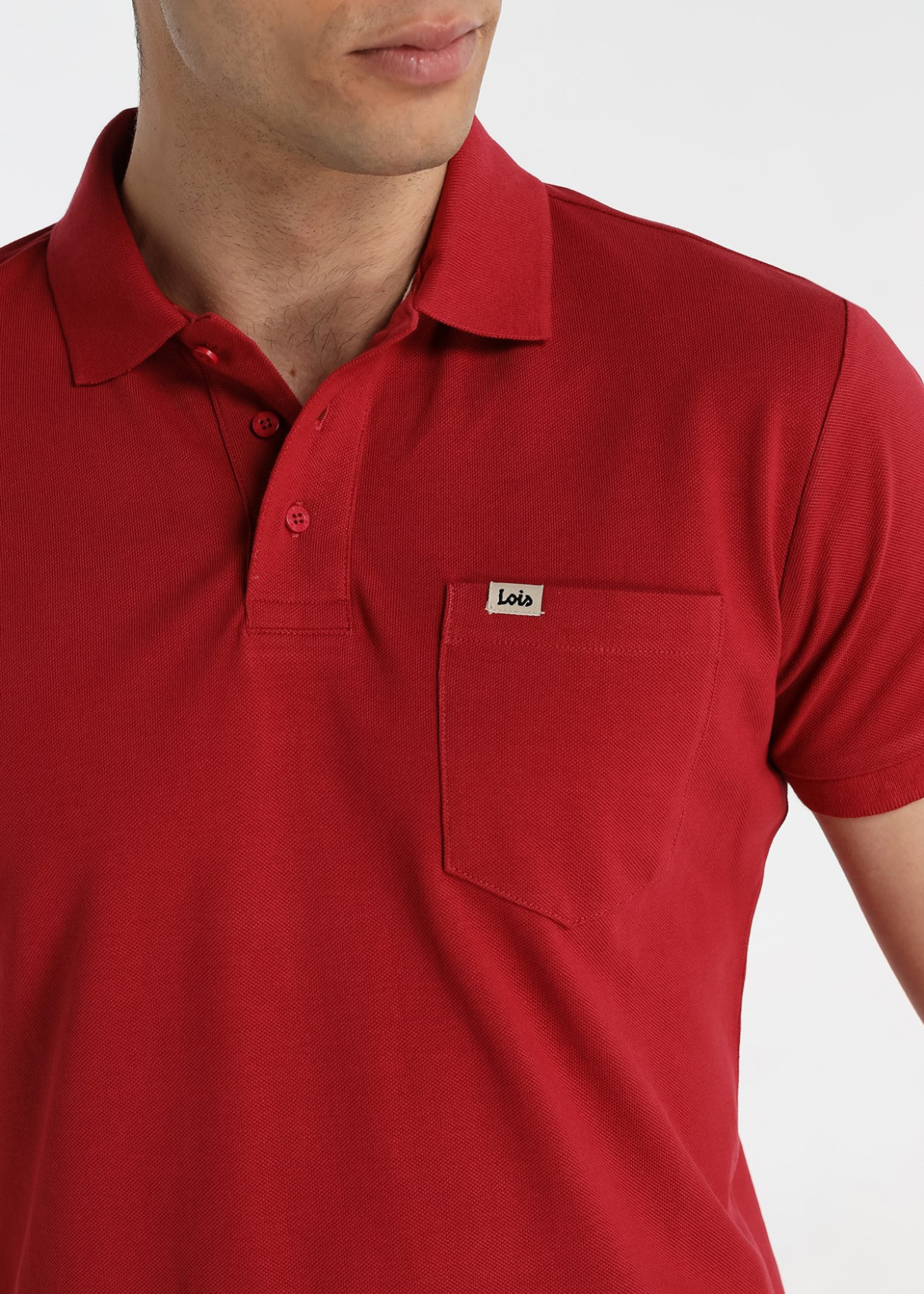 Polo Piqué Con Bolsillo Frontal Color Rojo