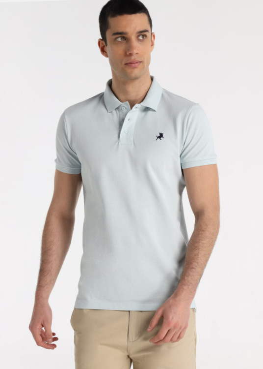 Polo Piqué Básico Bordado Logo Toro Azul