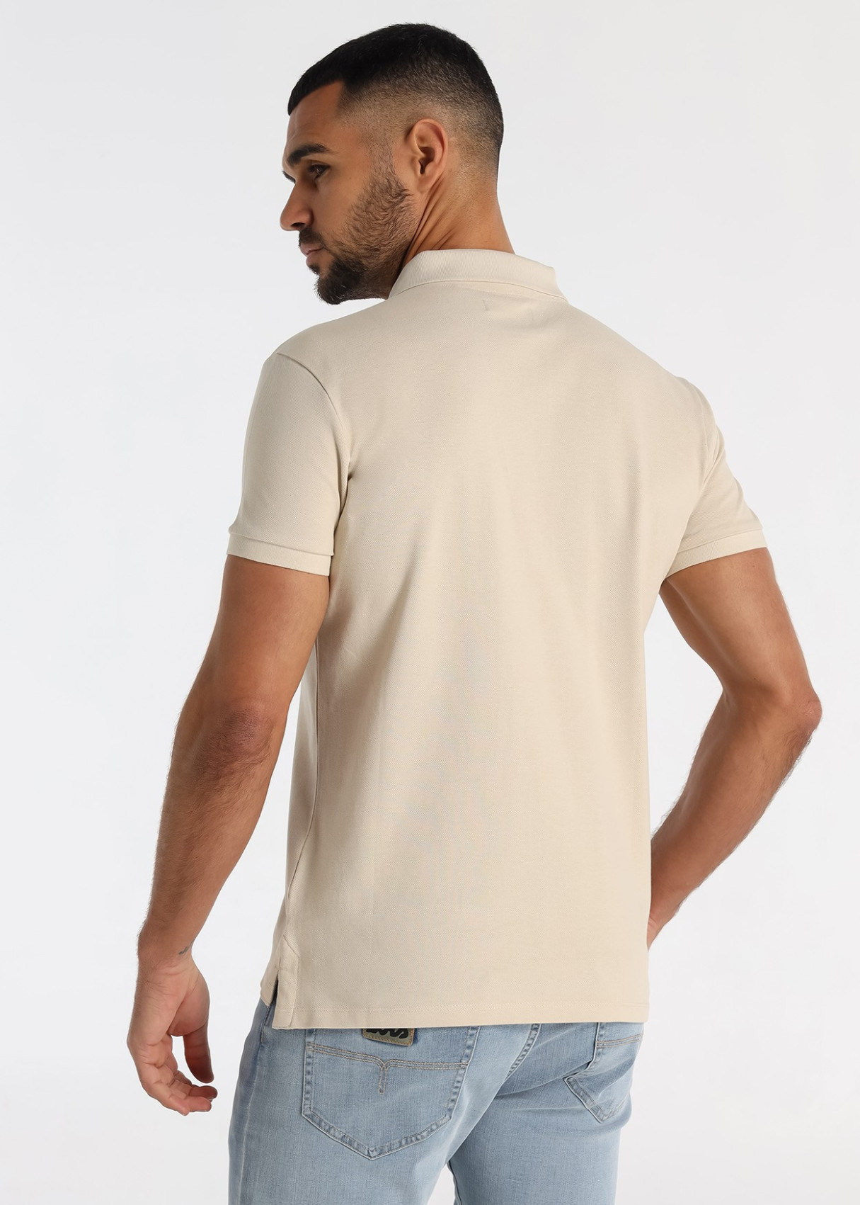 Polo Piqué Básico Bordado Logo Toro Beige