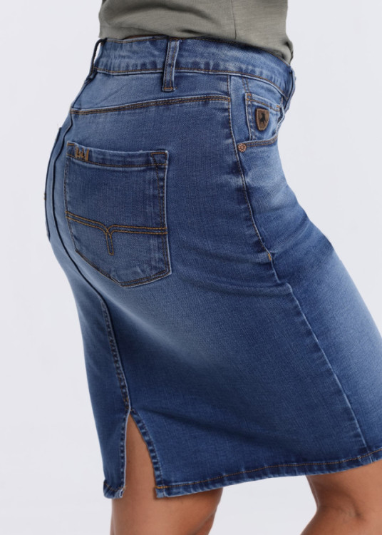 Falda tejana larga azul