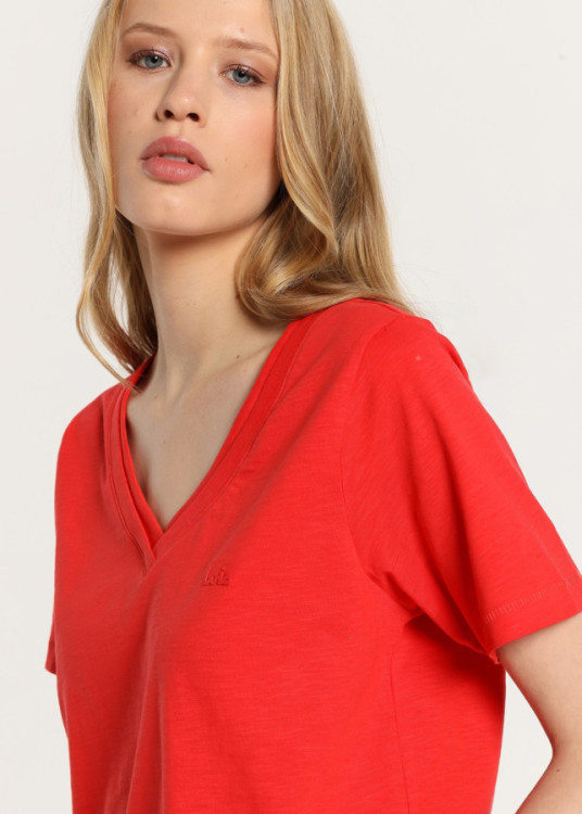 Camiseta manga corta Cuello Pico Básica roja