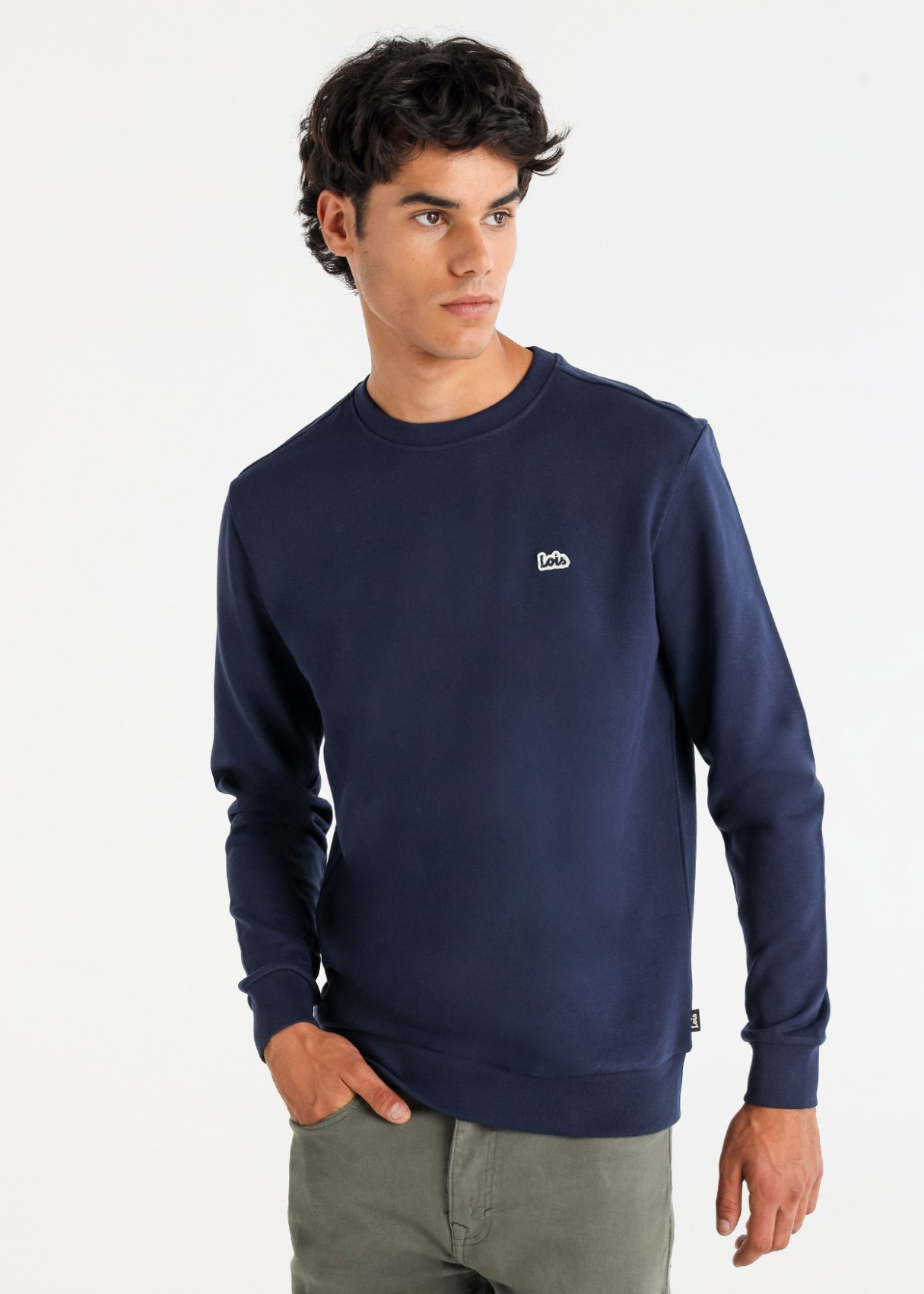 Sudadera Básica Cuello Caja Logo azul marino