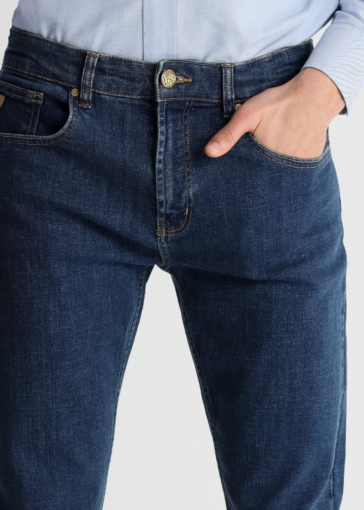 Vaqueros Regular Fit Tiro Medio Azul