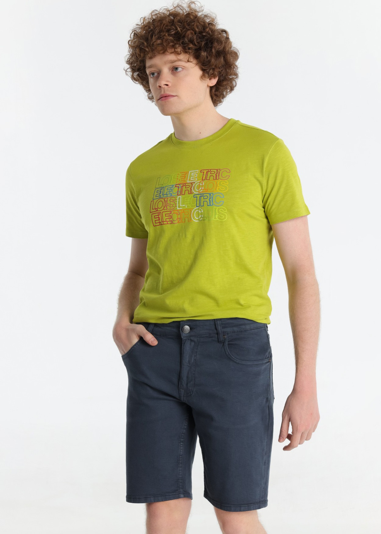 Bermuda Tejido Twill Slim Fit Tiro Medio azul marino BLAKE SUN