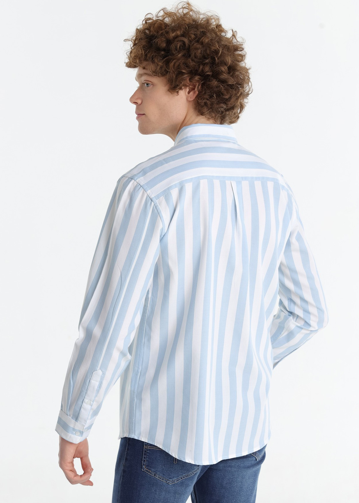 Camisa Con Estampado De Rayas Tejido Oxford De Manga Larga rayas