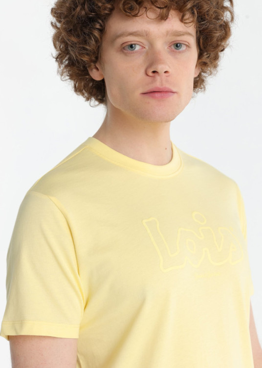 Camiseta Básica Estampado Logo Con Relieve De Manga Corta amarilla ALEXIS SAJA