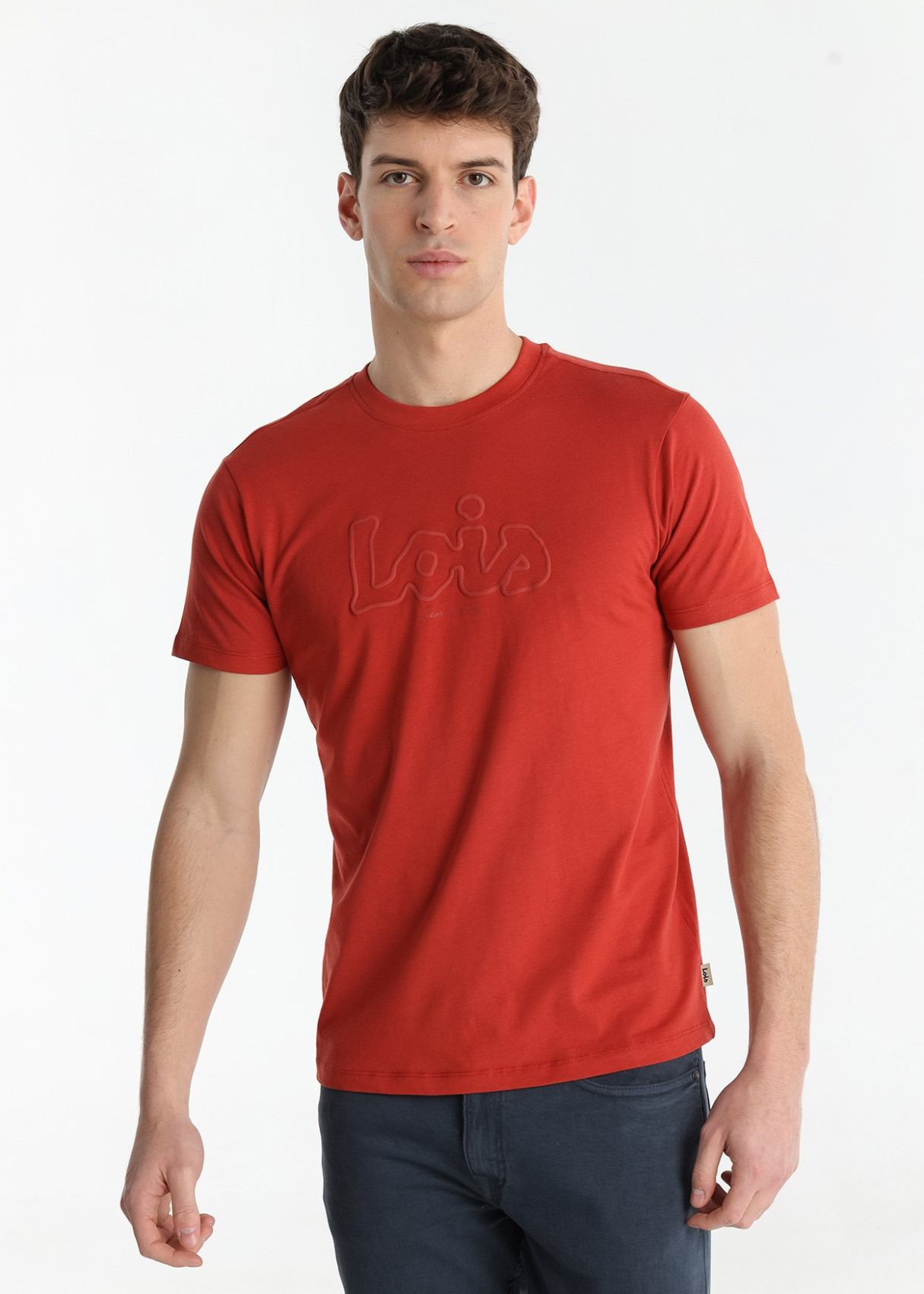 Camiseta Básica Estampado Logo Con Relieve De Manga Corta roja ALEXIS SAJA