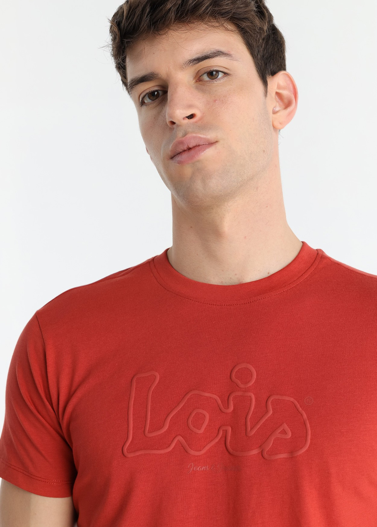 Camiseta Básica Estampado Logo Con Relieve De Manga Corta roja ALEXIS SAJA