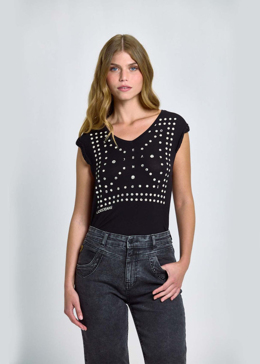 Camiseta Sin Mangas Trenzado Estampado Bandana Gris