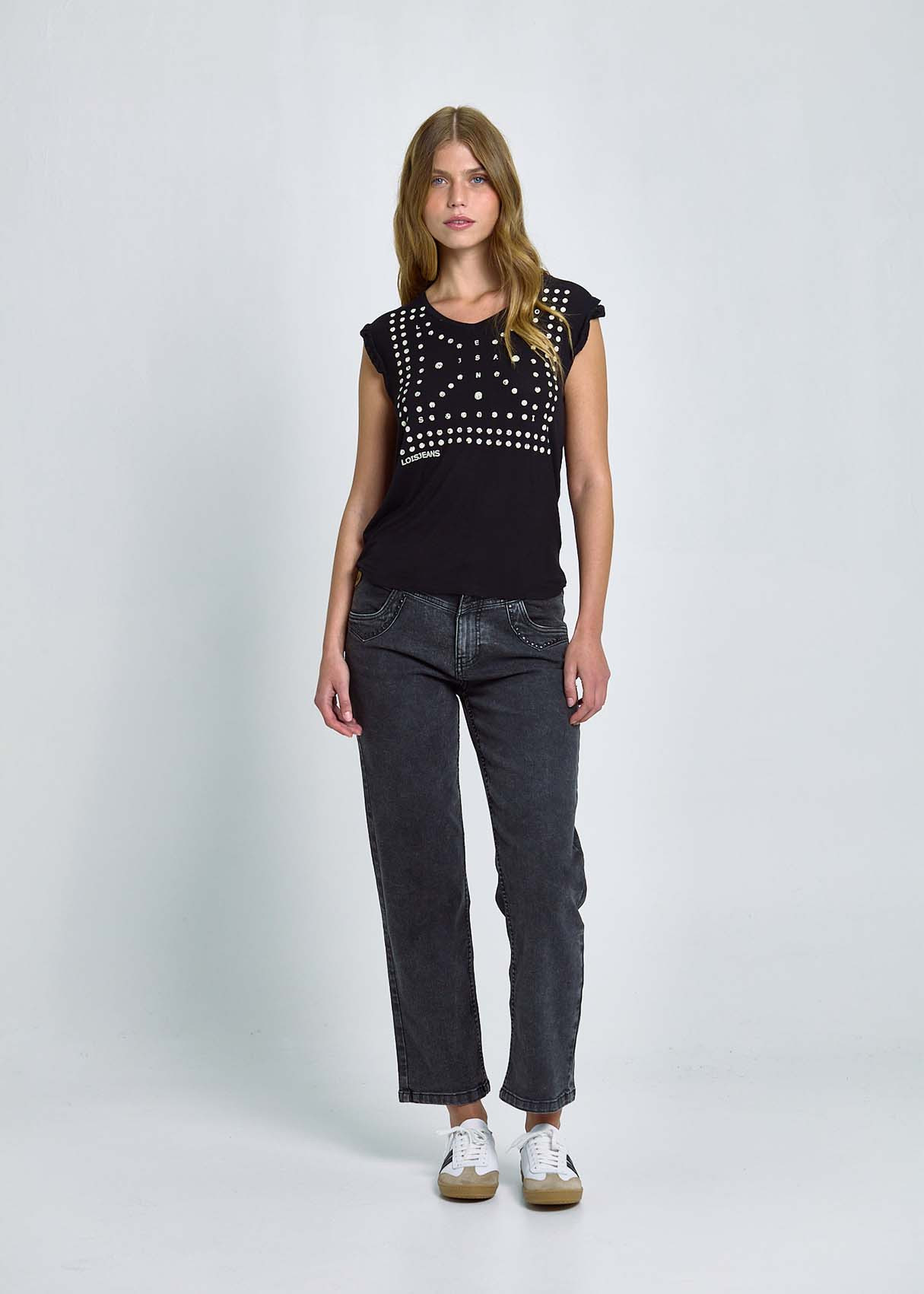 Camiseta Sin Mangas Trenzado Estampado Bandana Gris
