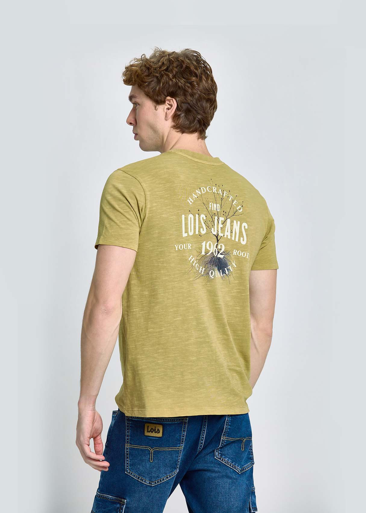 Camiseta Gráfica Diseño Raíces Espalda Verde