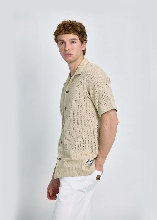 Camisa Tipo Polera Con Textura Especial En Color Beige