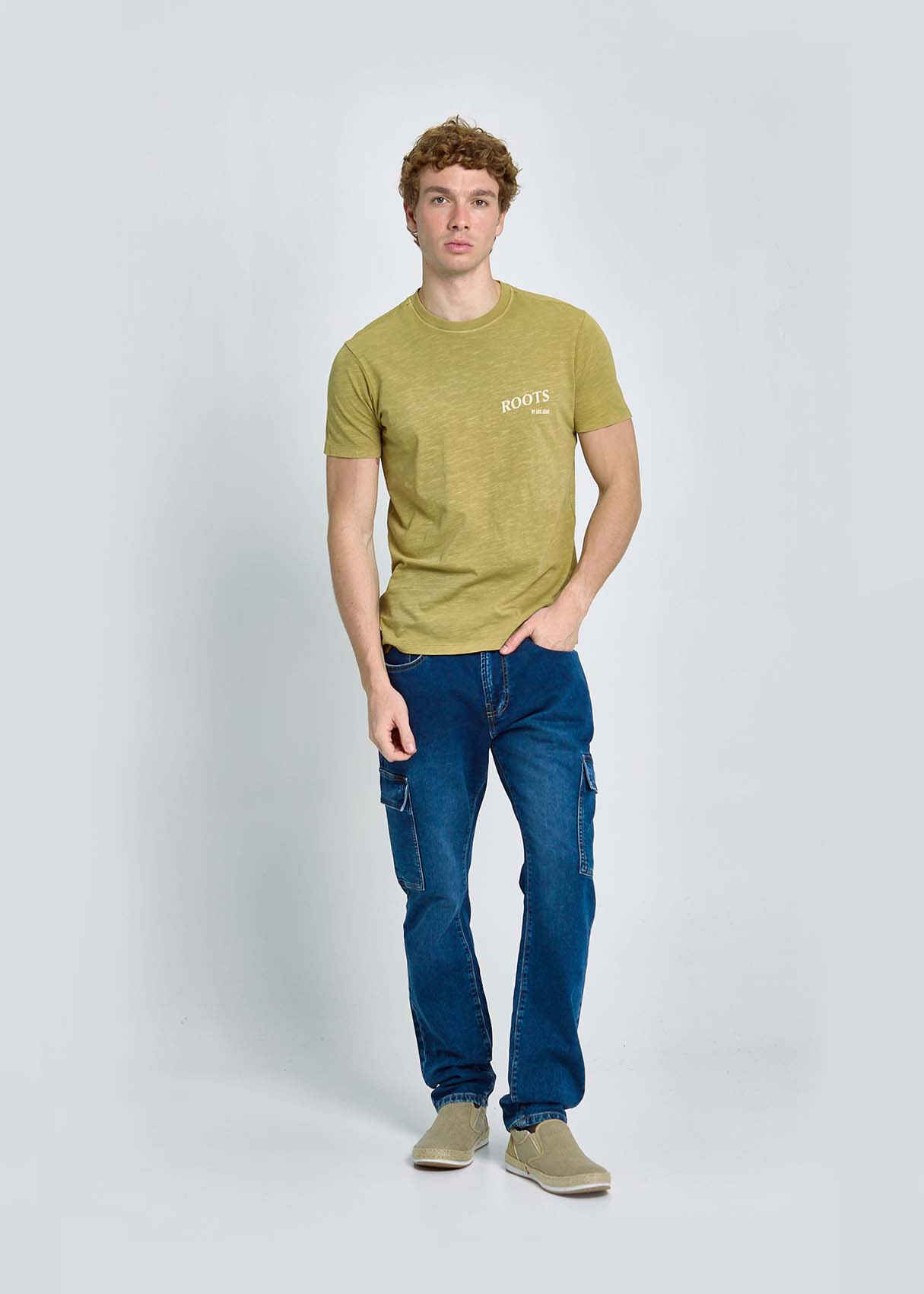 Camiseta Gráfica Diseño Raíces Espalda Verde