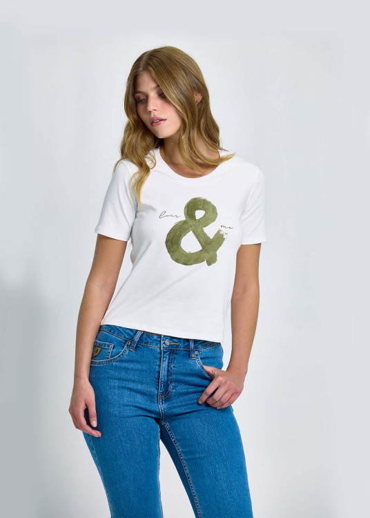Camiseta Cuello Spoon Gráfica " &" Tipográfica Blanco