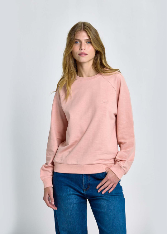 Sudadera Básica Cuello Caja Bordado Logo Rosa