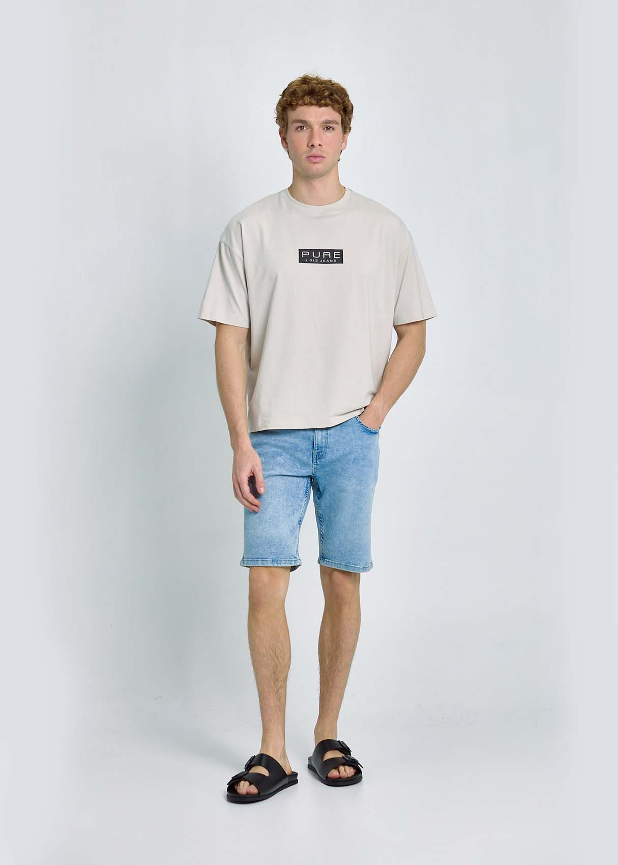 Camiseta Comfort Soft Etiqueta Detallada Bajo Beige