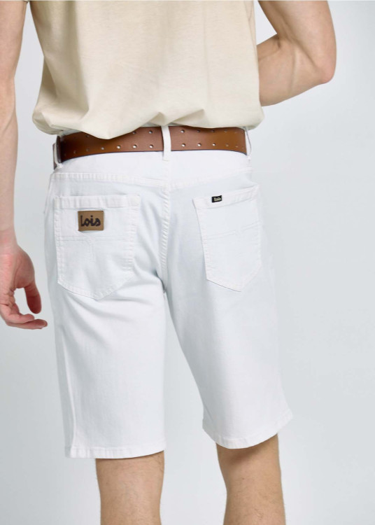 Bermuda Denim Slim Color Blanco