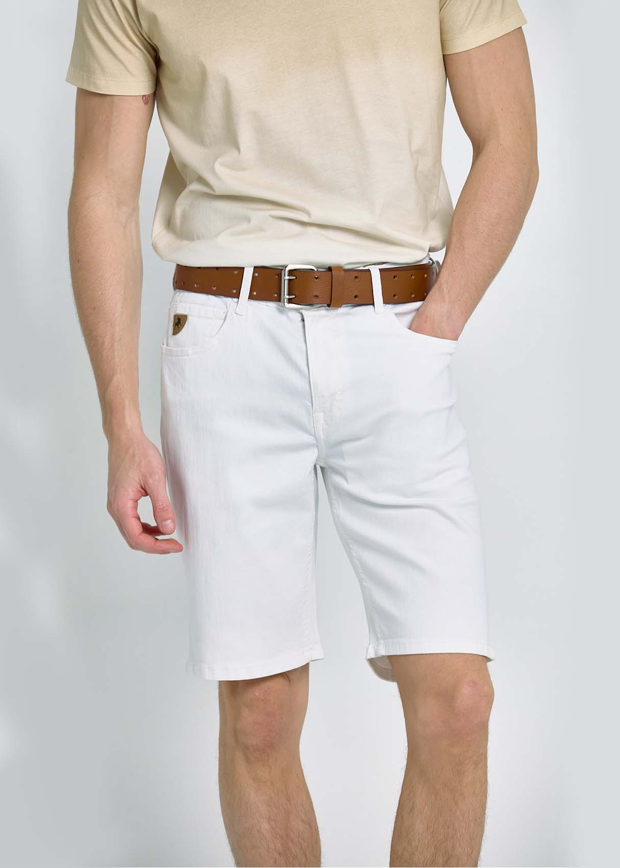 Bermuda Denim Slim Color Blanco