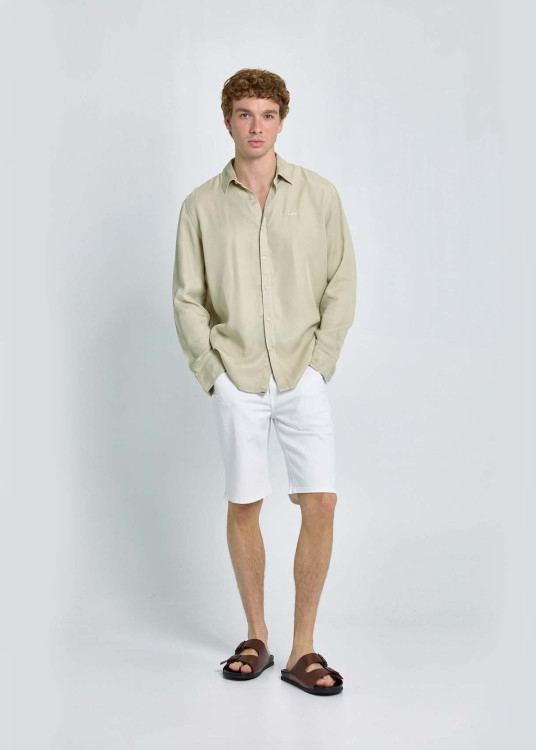 Bermuda Denim Slim Color Blanco