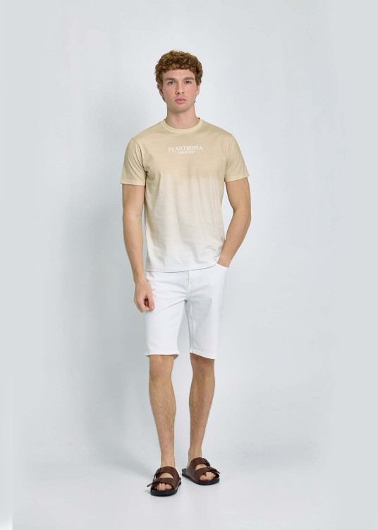 Camiseta Efecto Lavado Tie Dye Bicolor Beige
