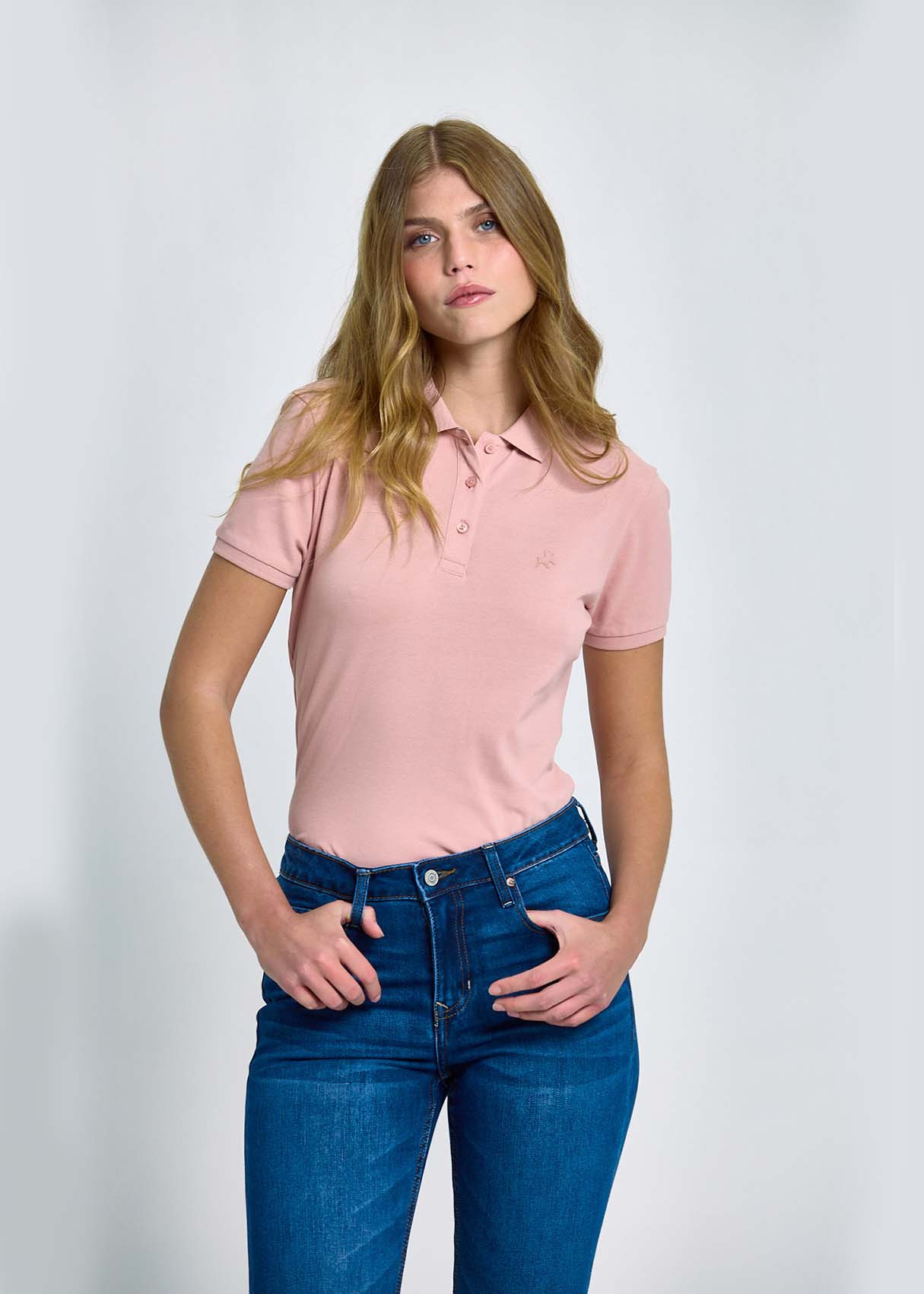 Polo De Manga Corta Slim En Piqué De Algodón Rosa