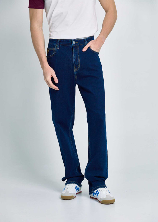 Vaqueros Baggy Estilo Relajado Lavado Oscuro Urbano Azul