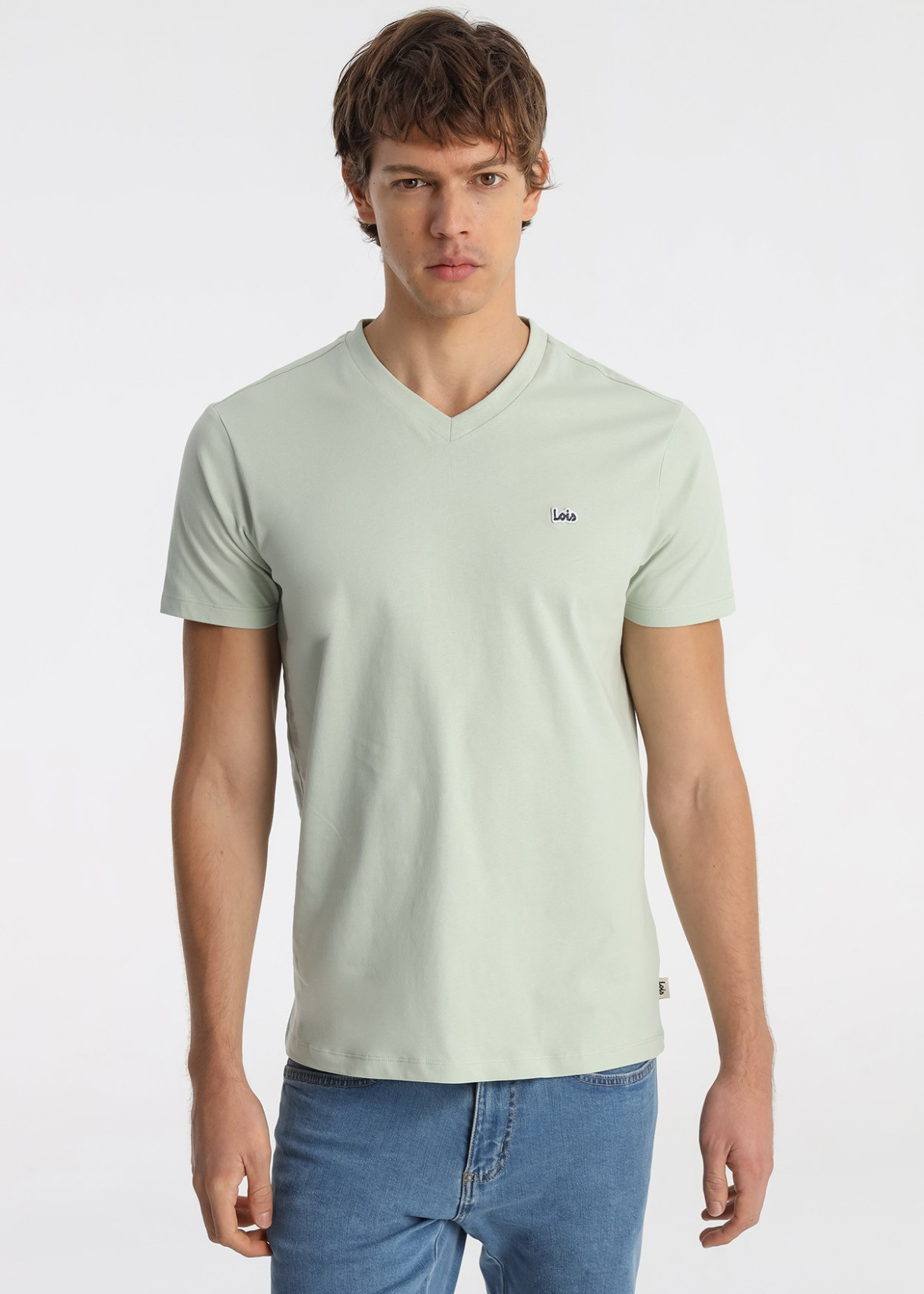 Camiseta Algodón Parche Central Logo Verde