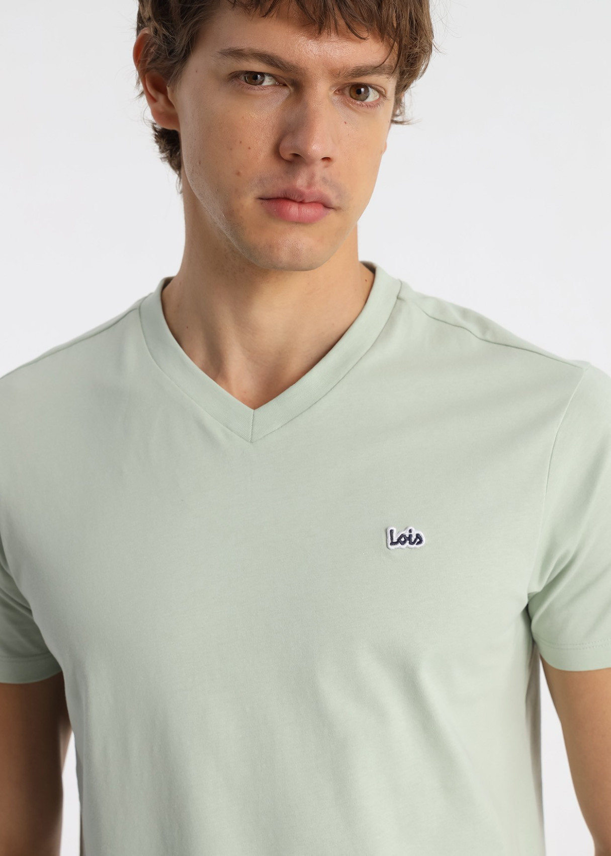 Camiseta Algodón Parche Central Logo Verde