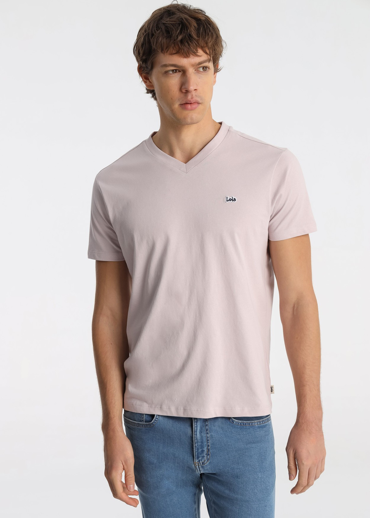 Camiseta De Algodón Con Parche Central Logo Rosa Pastel