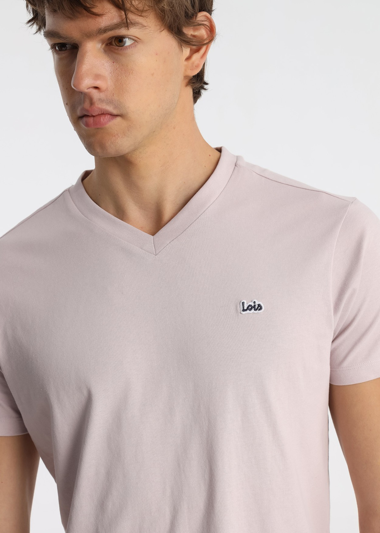 Camiseta De Algodón Con Parche Central Logo Rosa Pastel