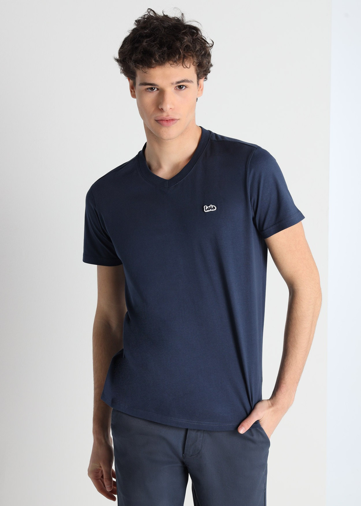 Camiseta De Algodón Con Parche Central Logo Azul Royal