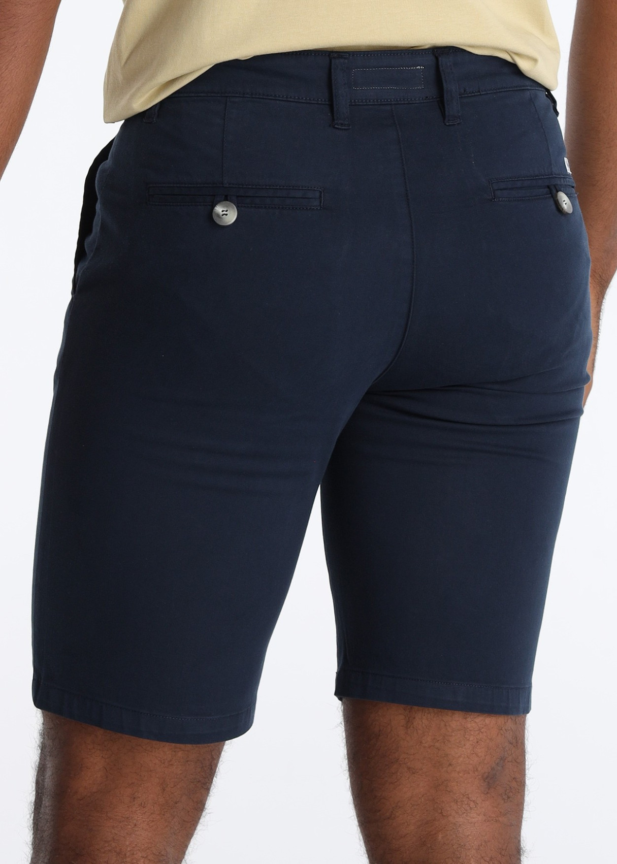 Bermuda Chino Clásica Algodón Elástico Azul