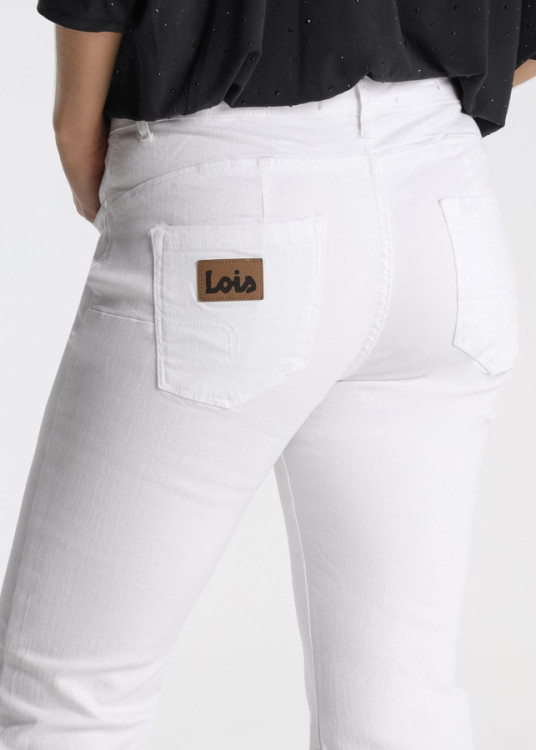 Jeans Flare Push Up Tiro Muy Corto Blanco