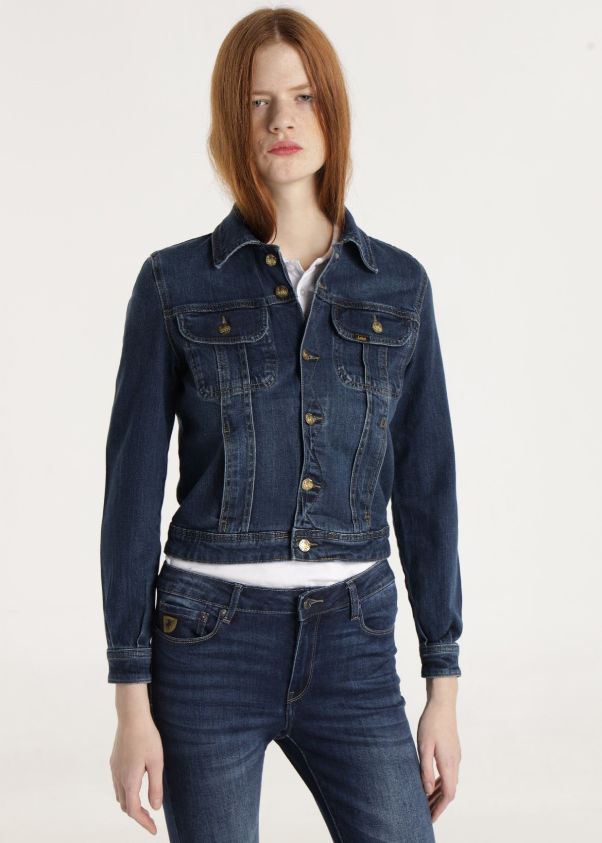 Cazadora Denim básica azul oscuro