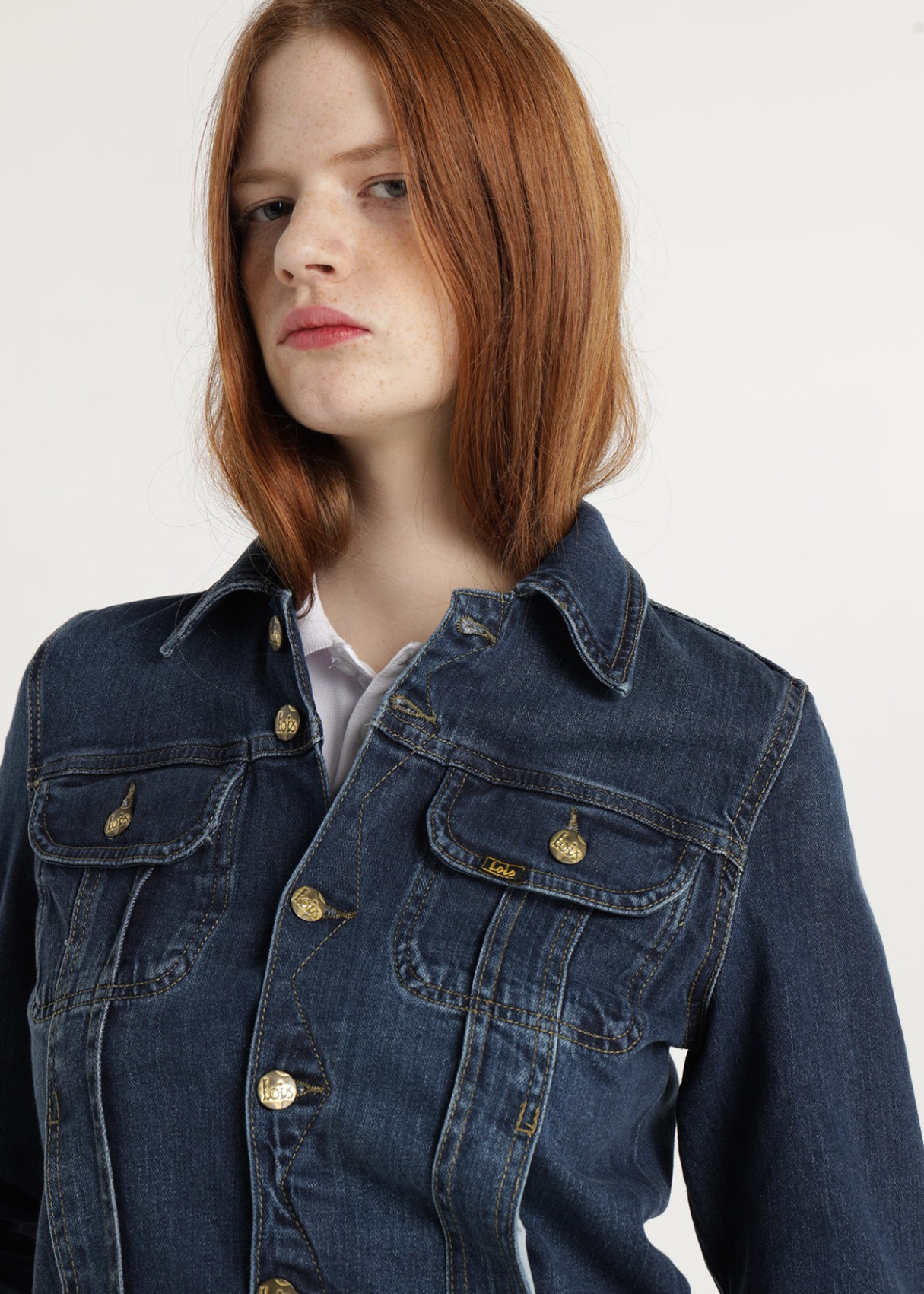 Cazadora Denim básica azul oscuro