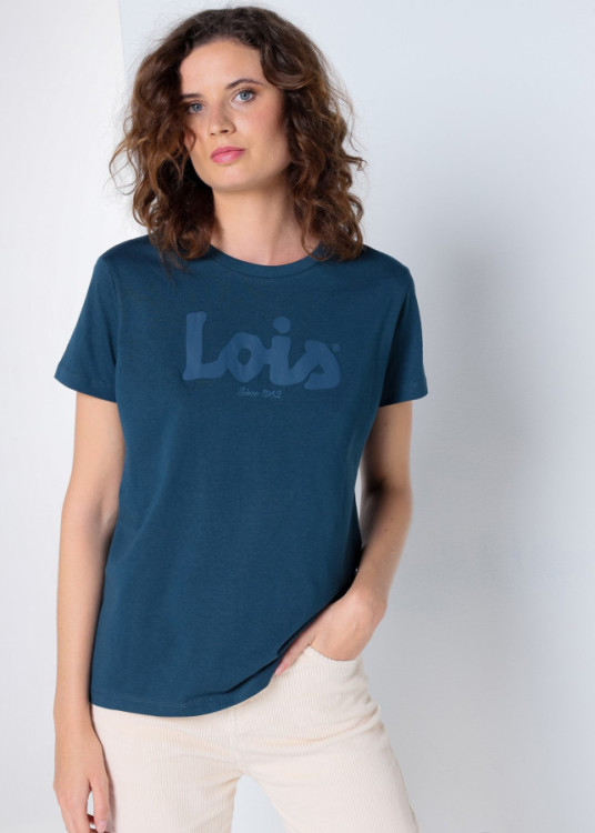 Camiseta De Manga Corta Puff Print azul
