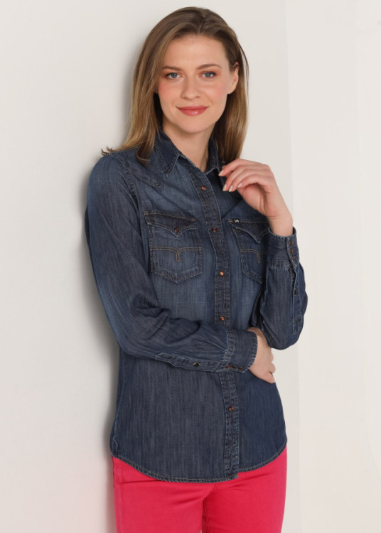 Camisa denim azul oscuro