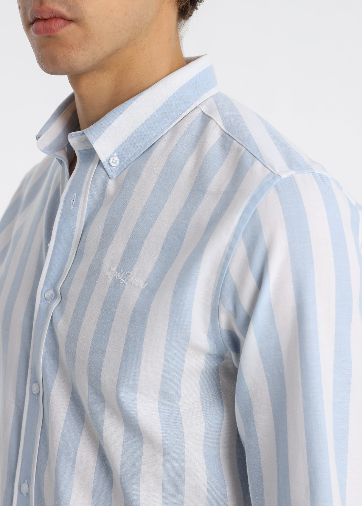 Camisa Con Estampado De Rayas Tejido Oxford De Manga Larga rayas