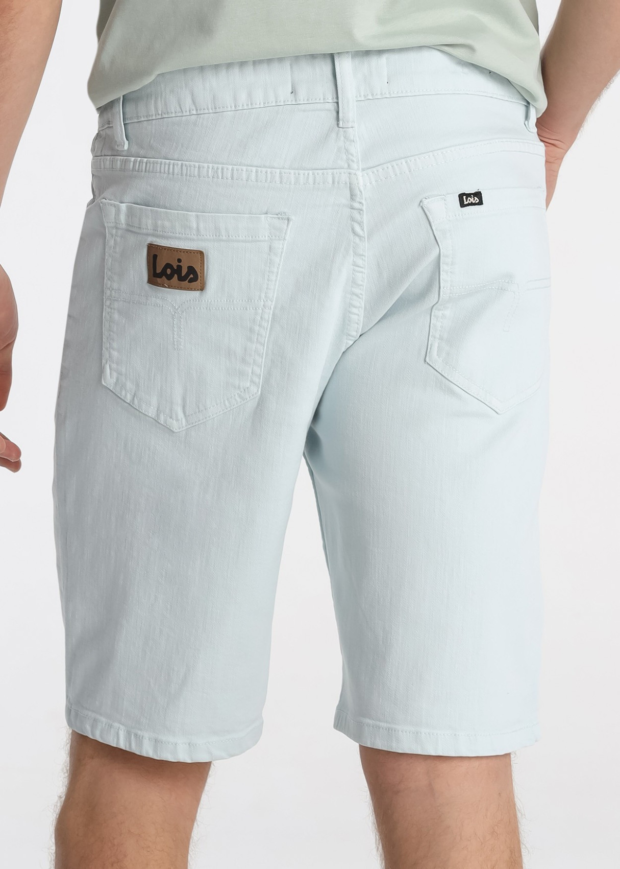 Bermuda Slim De Algodón En Sarga De Color Azul