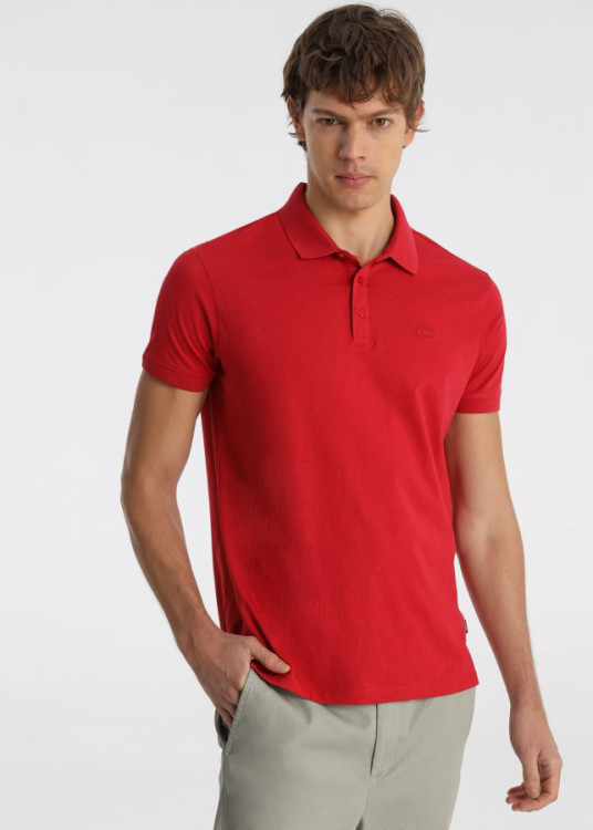 Polo Clásico Bordado Distintivo Color Rojo