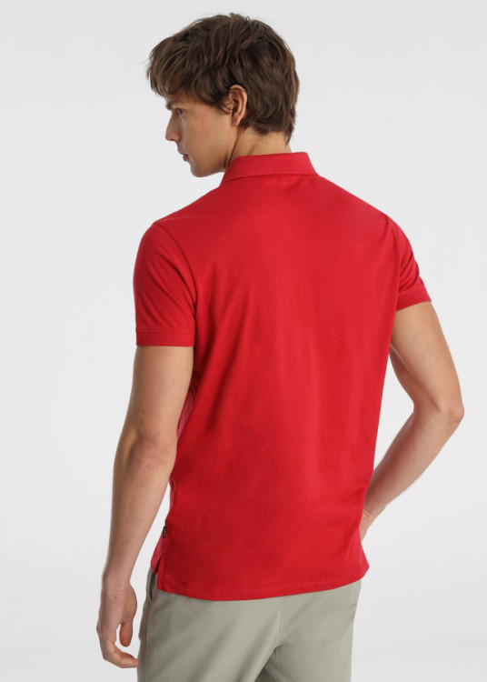 Polo Clásico Bordado Distintivo Color Rojo