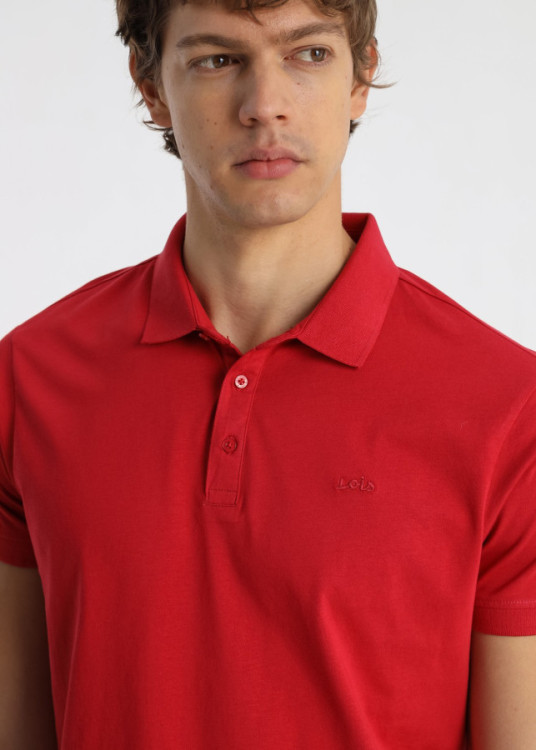 Polo Clásico Bordado Distintivo Color Rojo