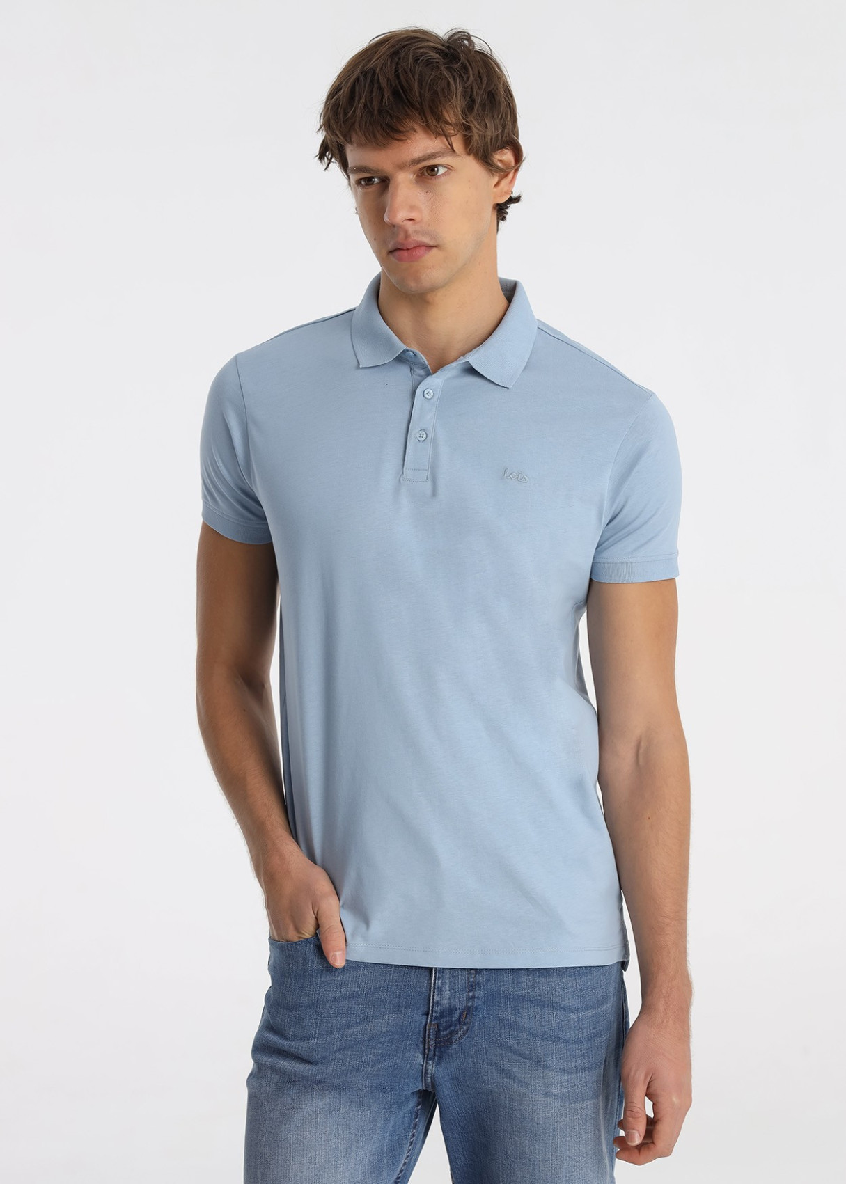 Polo Clásico Bordado Distintivo Color Azul