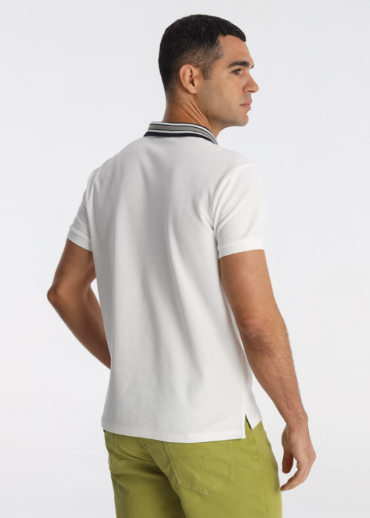 Polo De Piqué Con Bordado Heráldico En Pecho Blanco