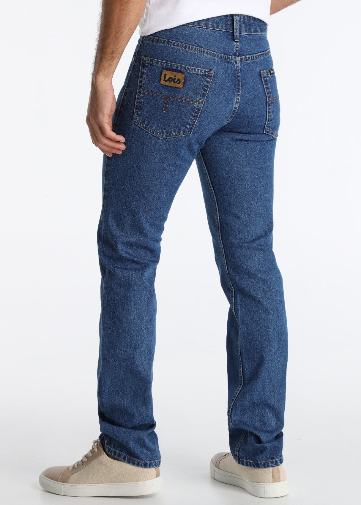 Jeans Recto Tradicional En Lavado Denim Azul Medio