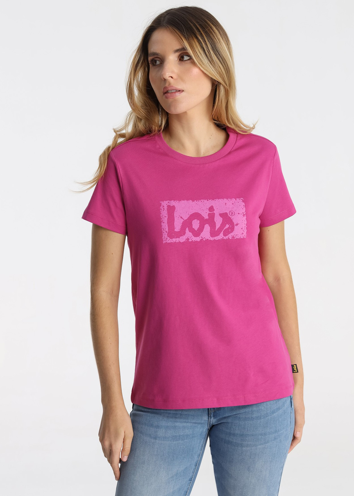 Camiseta Básica Algodón Logotipo Brand Rosa