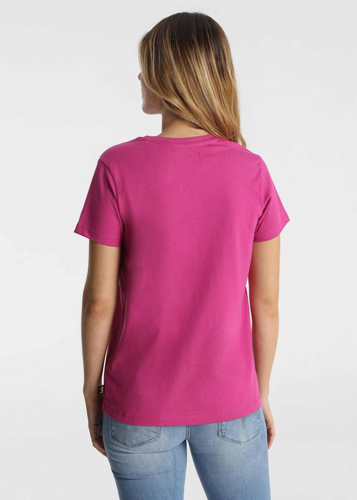 Camiseta Básica Algodón Logotipo Brand Rosa