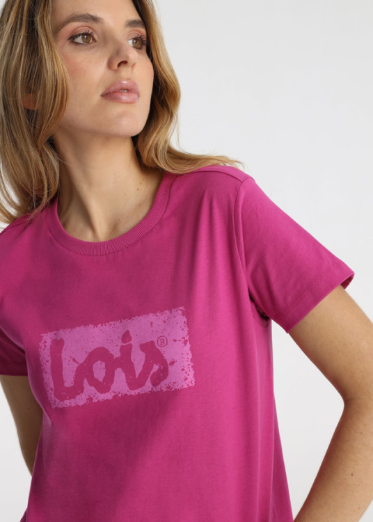 Camiseta Básica Algodón Logotipo Brand Rosa
