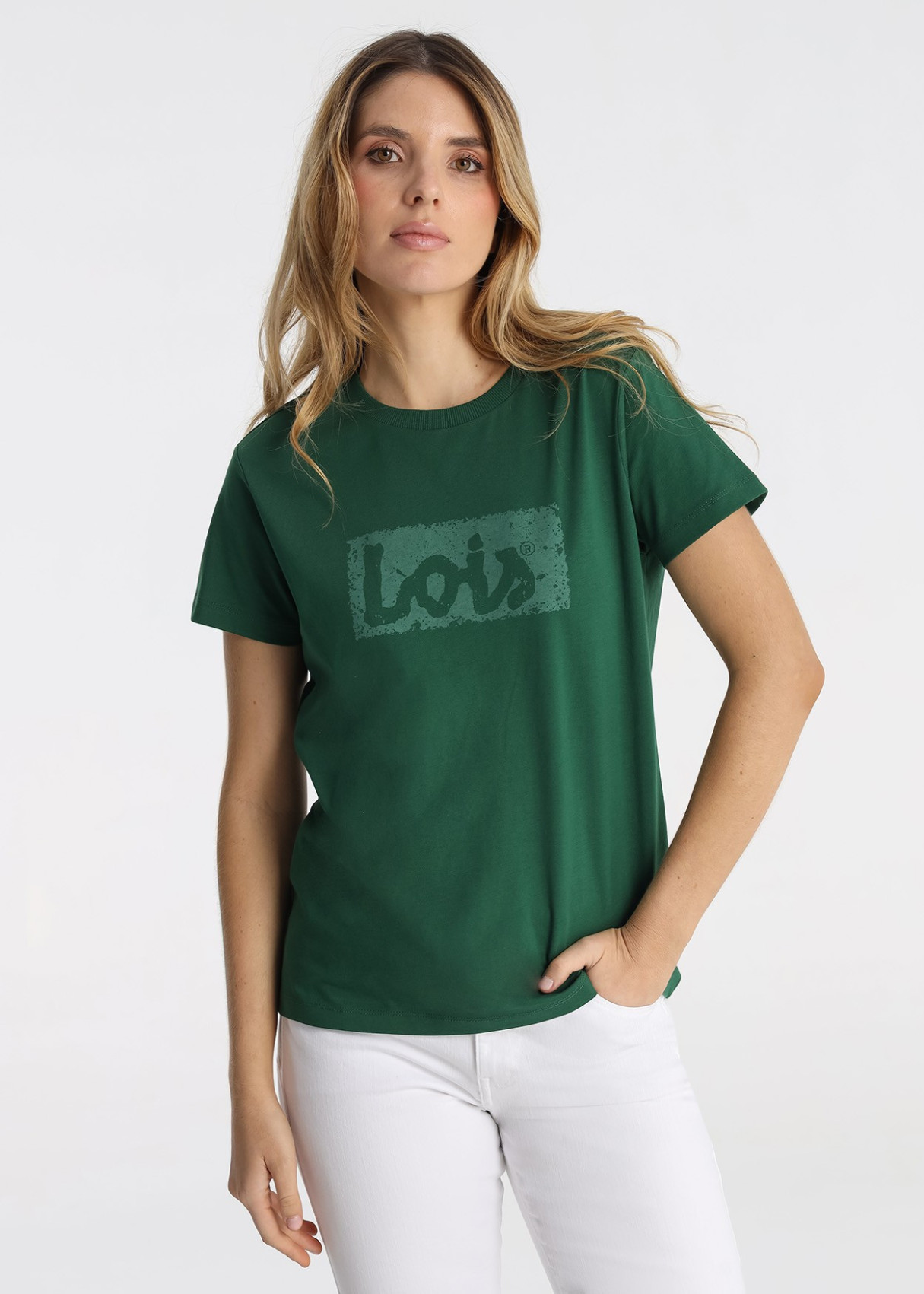 Camiseta Básica Algodón Logotipo Brand Verde